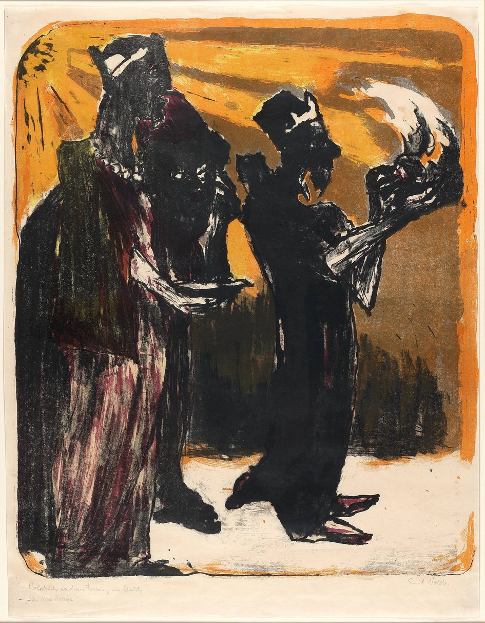 Emil Nolde, Die heiligen drei Könige, 1913, Farblithographie auf Japanpapier. Kunsthalle Emden © Nolde Stiftung Seebüll AUSGEBUCHT: KUNSTABEND-Führung im gemischten Doppel
