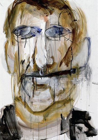 Hans Platschek, 16 Maler + 1  (Asger Jorn), 1992, Mischtechnik (Acryl, Aquarell, Pastell, Kohle, Tusche) auf Karton, 104,5 x 75 cm, (c) VG Bild-Kunst, Bonn 2024
