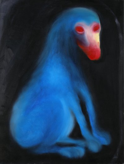 Miriam Cahn, Wartendes Tier, 1996, Öl auf Leinwand, 86,2 x 66,4 cm. Sammlung Kunsthalle Emden © Miriam Cahn